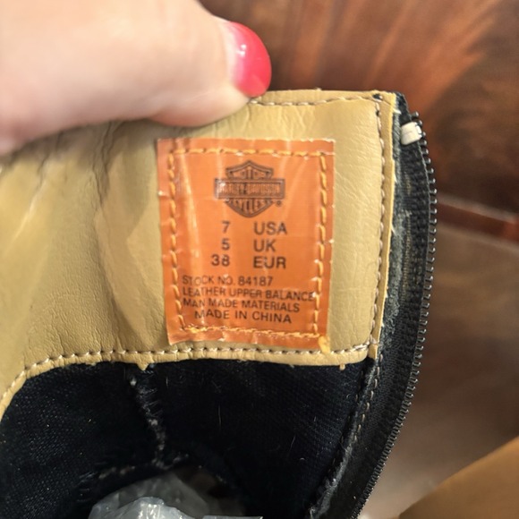 Harley Davidson Women's Black Leather Harness Boots Size 7 Moto Biker Zip - Picture 8 of 9